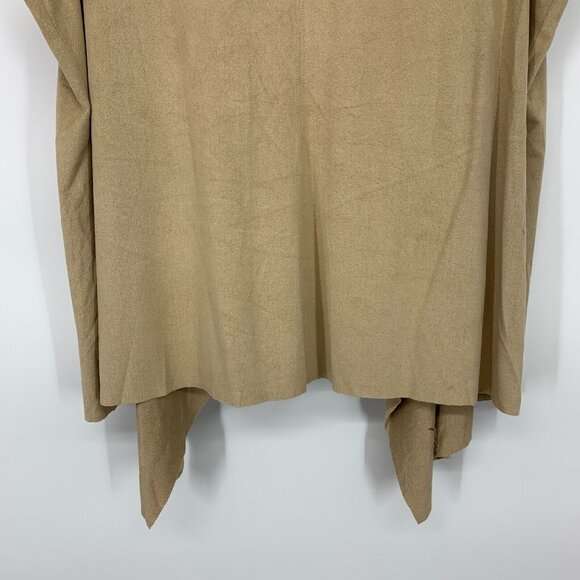 Signature Studio Vest Tan Faux Suede Sleeveless Open Front - Picture 8 of 9